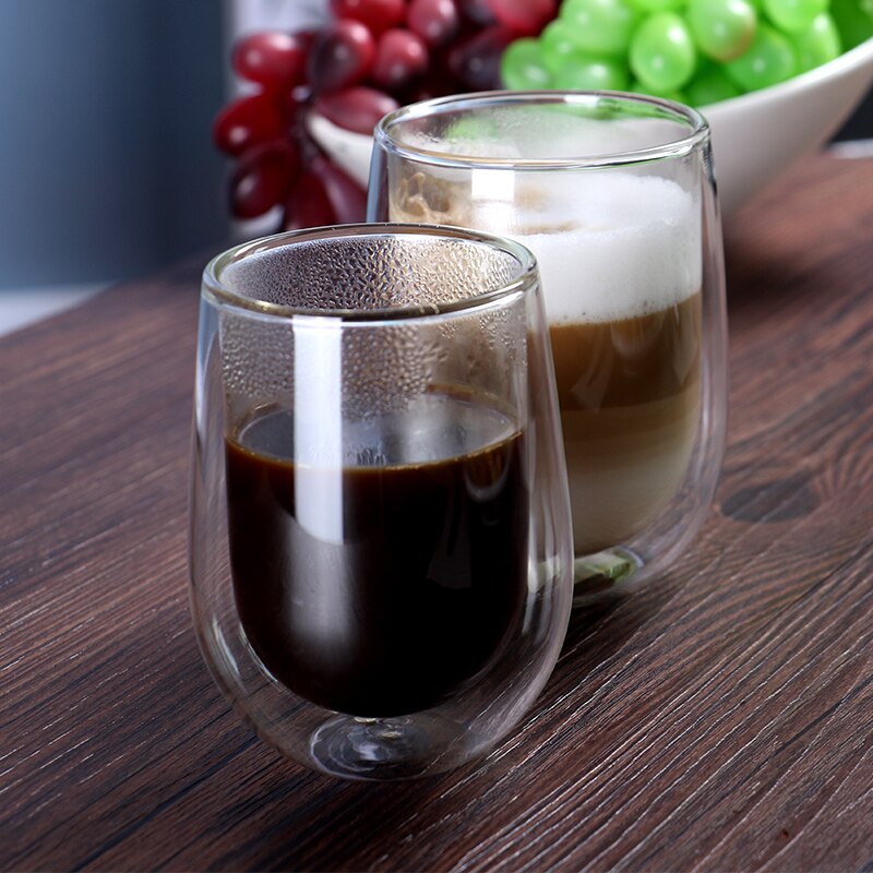 Set Van 2 Stuks 6.8Oz Dubbele Wand Geïsoleerd Hittebestendige Koffie Cups Voor Thee Espresso Latte Mok Dranken 200ml