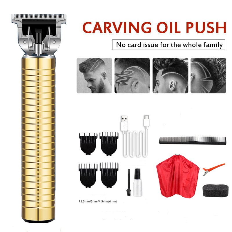 Portable Electric Pro T-Outliner Cordless Trimmer Wireless Hair Clipper Barber Tools Set