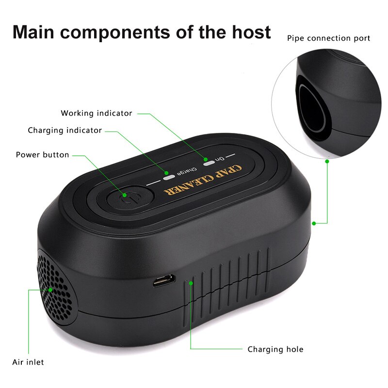 Portable CPAP Ozone Cleaner Ventilator Machine Sanitizer Disinfector Sleep Aid Breathing Auto Air Purifier
