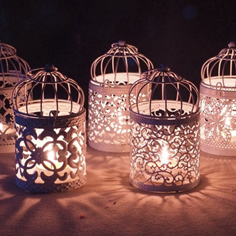 Lantern Hollow Hanging Bird Cage Candle Holder Candlestick Lantern Classic Wedding Decor
