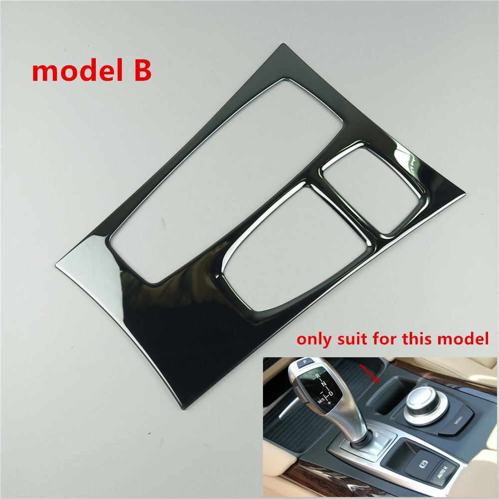 Black Center Console Gear Shift Panel Decoration Cover Trim For BMW X5 E70 X6 E71 LHD Stainless Steel Car Styling: model B