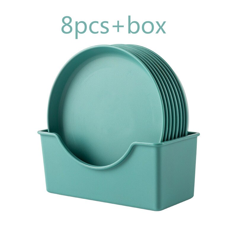 Plastic Voedsel Saus Schotel Leuke Ronde Snacks Fruitschaal Vierkante Dessertbord Keuken Huishoudelijke Dienblad Gerechten Afvoer Rack Set: round green set