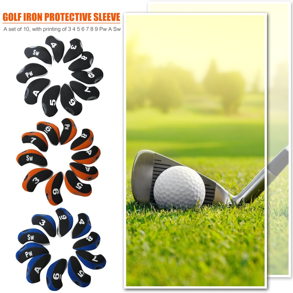 10 Stks/set Golf Clubs Iron Pole Hoofd Hoed Mouwen Duiken Materiaal Golf Staaf Hoofd Beschermhoes Golf Accessoires