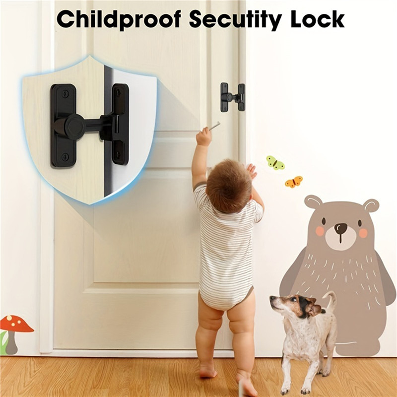 90° Barn Door Lock Heavy Duty Sliding Barn Door Latch Lock Bolt 90 Degree Flip Gate Latch Wine Cabinet Closet Right Angle Lock