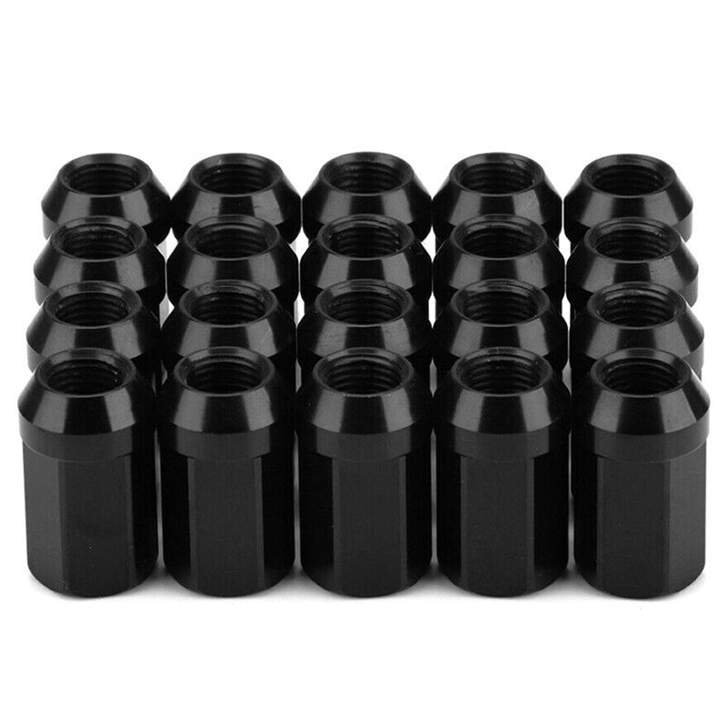 20Pcs Wielmoeren M12X1.25 Wiel Bouten Moer 7075-T6 Aluminium, Zwart