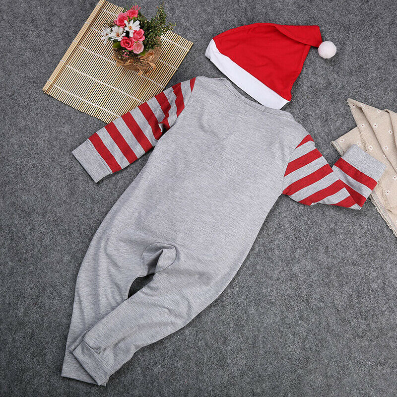 Baby Spring Autumn Clothing Newborn Unisex Kid Boy Girl Christmas Striped Jumpsuit Romper Xmas Santa Claus Outfit Set