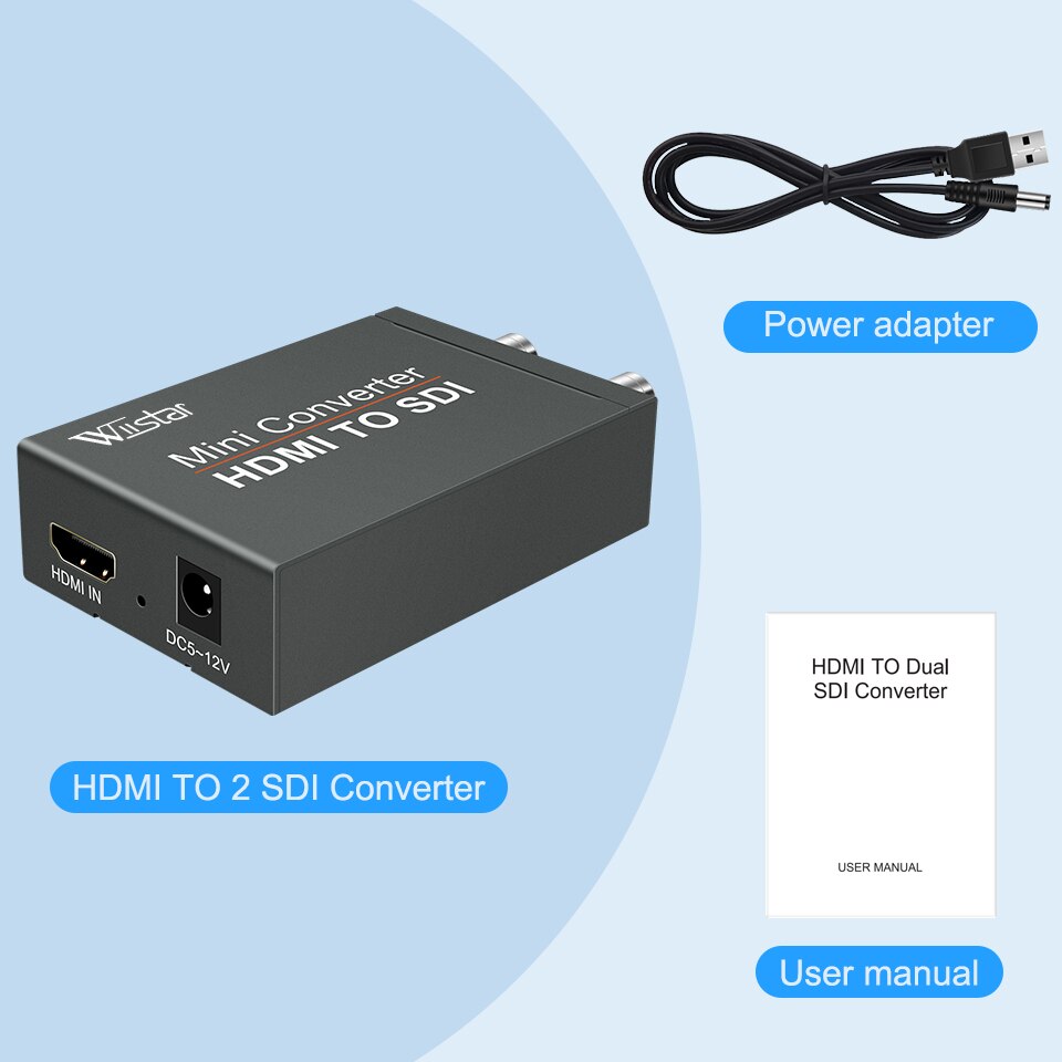 1080P HDMI to SDI Adapter Converter 2 SDI Video Audio HD-SDI/3G-SDI Adapter BNC Converter for SDI Monitor HDTV TV