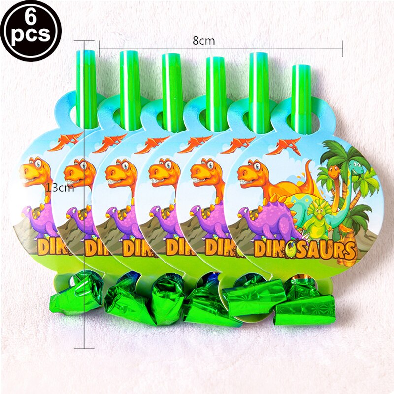 Kinderen happy birthday decoratie dinosaurus wegwerp servies babyshower jongen feestbenodigdheden papieren beker bord servet: Uitblaas 6 stuks