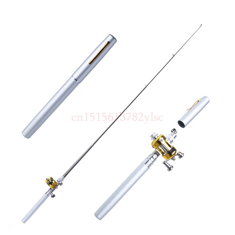 Fonoun Mini Portable Pocket Fish Pen Aluminum Alloy Fishing Rod Pole Reel Pocket Pen Fishing Rod Pole Reel Combos FL89