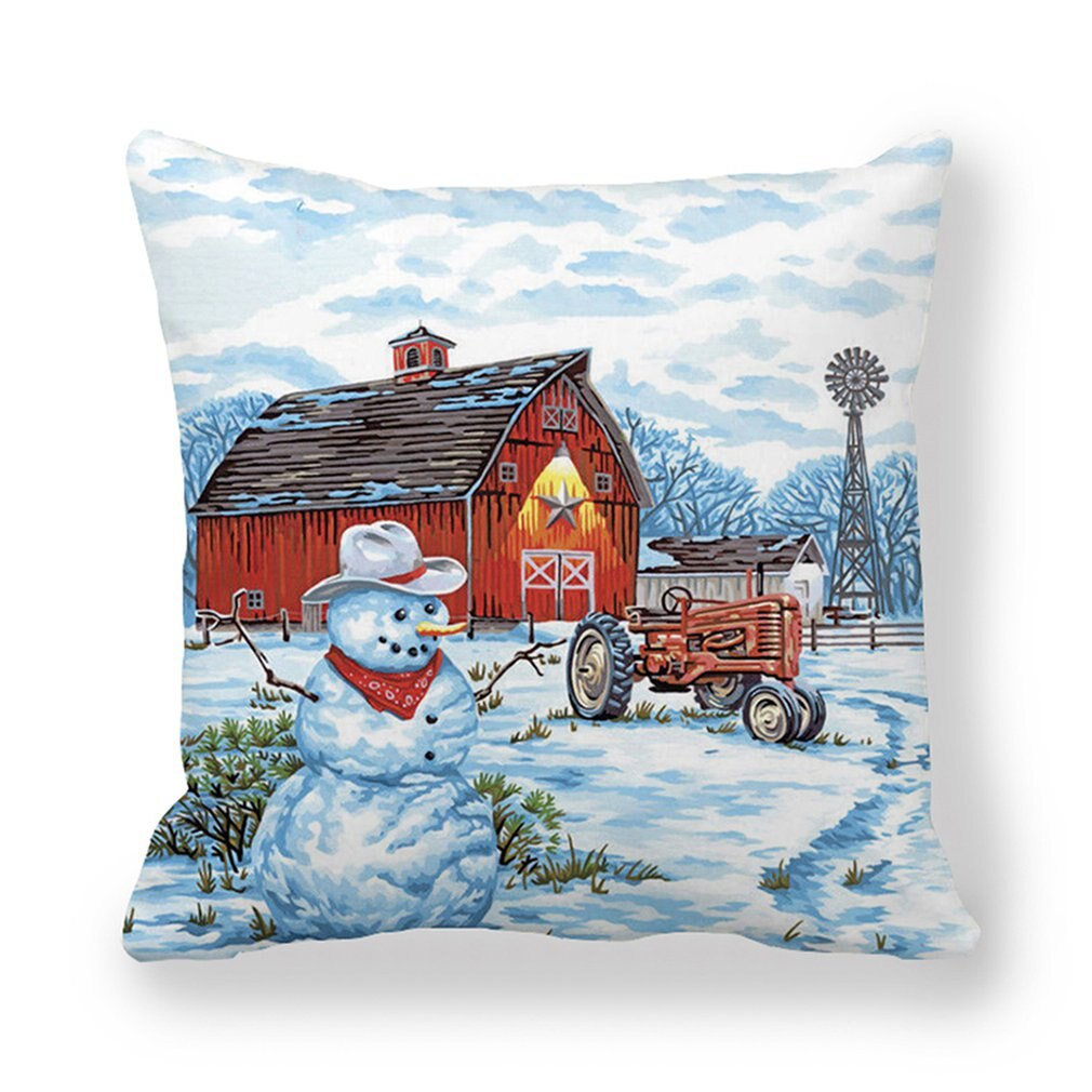 Elghjorte julemanden snemand julepudebetræk kaste pude xmas år indretning boligindretning polyester pudebetræk: 40