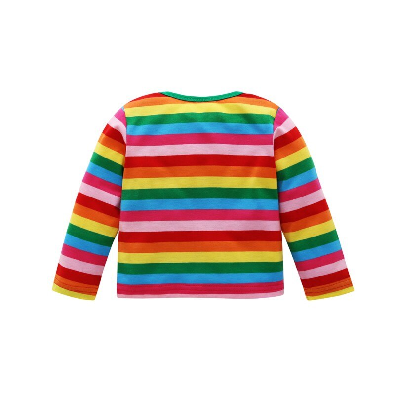 Baby Meisje Kleding Herfst Regenboog Gestreepte T-shirt Kids Kinderen Lange Mouw Mode Zachte Katoenen Tops Blouse