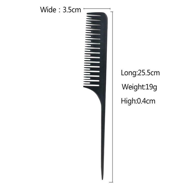 Peines del salón para estilista de peluquería, herramienta de corte de pelo negra resistente al calor, peine de cola de punto de corte, peine Antiestático de carbono