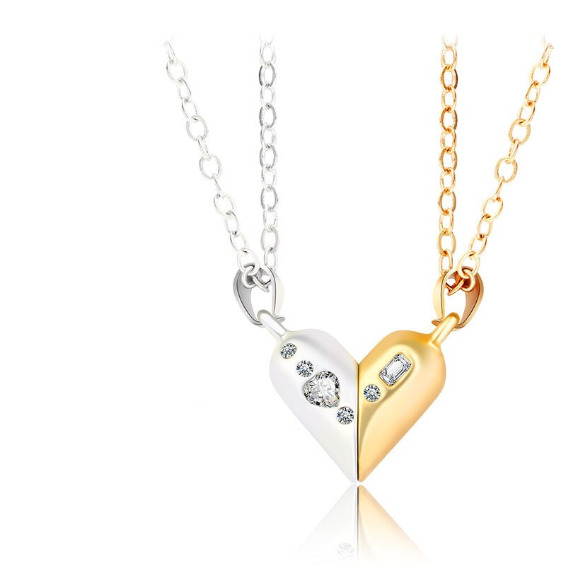 2 pz/set collana con ciondolo a cuore collana girocollo coppia magnetica collana per amanti donna donna uomo donna ragazzi ragazze regalo maschile: NC21Y0614-3