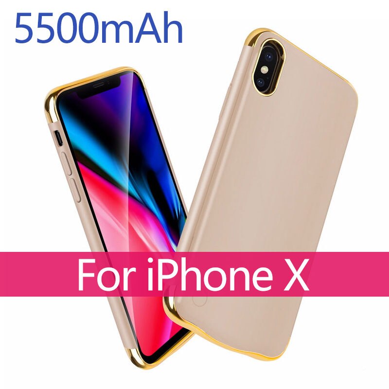 3500 Ultra Thin Phone Battery Charger Case For iPhone 6 7 8 X 4000mAh Power Bank Battery Charging Case For iphone 6 6s 7 8 plus: GOLD For Iphone X