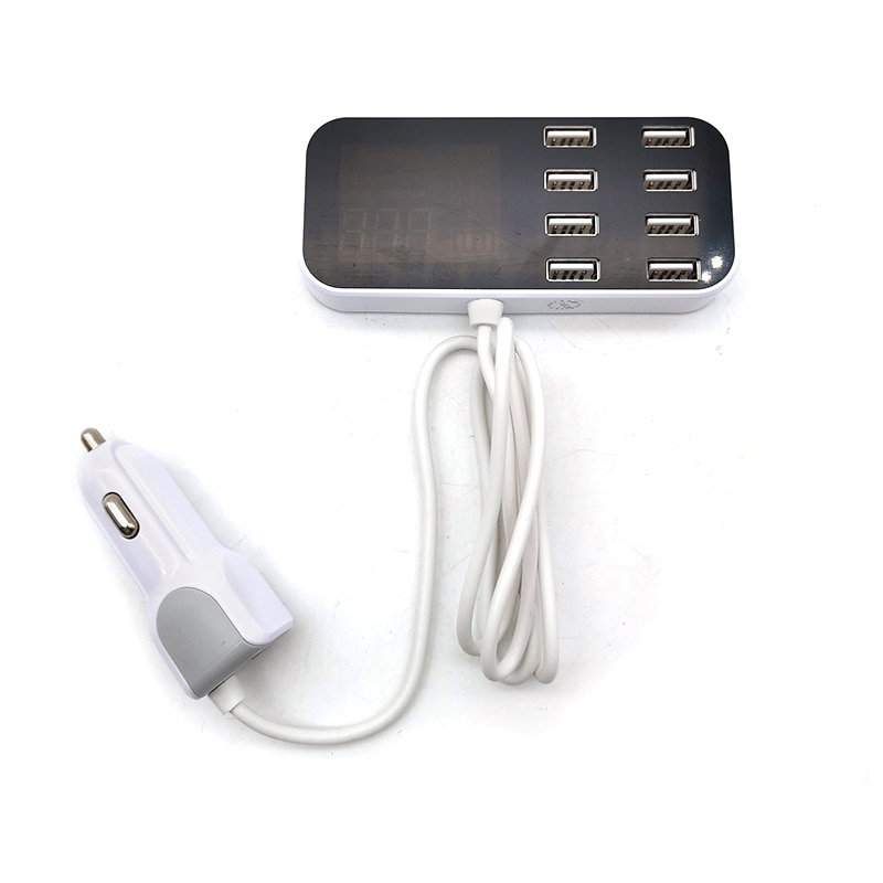 8 USB Charger Car 8-Port Lighter Charging Station Hub LCD Display