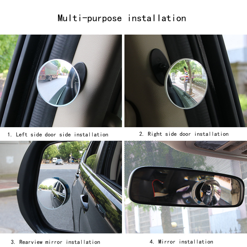 One Pieces Car Rear View Small Round Mirror Glass Door Side Assisted Reversing Large Field Of View Without Border Multipurpose