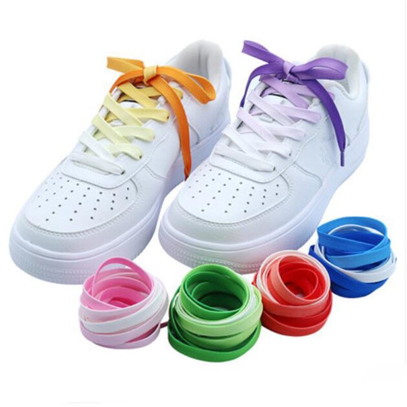 Cordones coloridos a la para zapatillas, cordones de lona de seda con gradiente de caramelo, arcoíris en crecimiento, 1 par