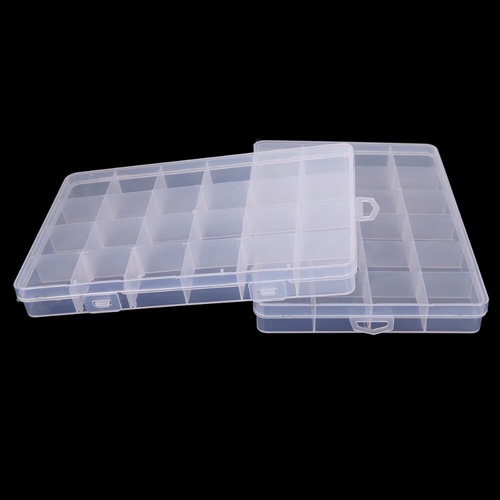 19x13x2.1 cm 24 Slot Slots Draagtas Plastic Bead Nail Ring Opbergdoos 2 Slot Verstelbare voor Sieraden Doos