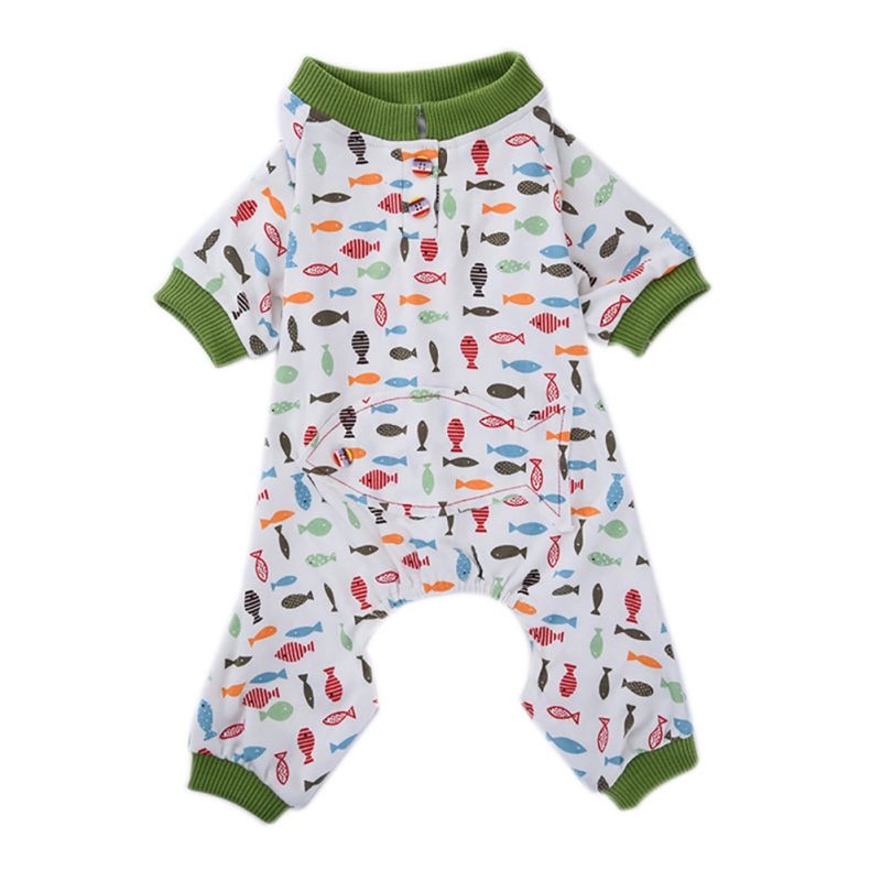 Honden Katten Katoen Vlekken Leuke Kleding Pyjama Pet Patroon Aardbei Pyjama Vis Zomer Huisdier Qgnv: Fish pattern / M