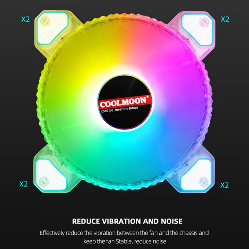 COOLMOON Computer Cooling Fan 12Cm Mute PWM Intelligent Temperature Control Shenguang Synchronous ARGB Chassis Fan