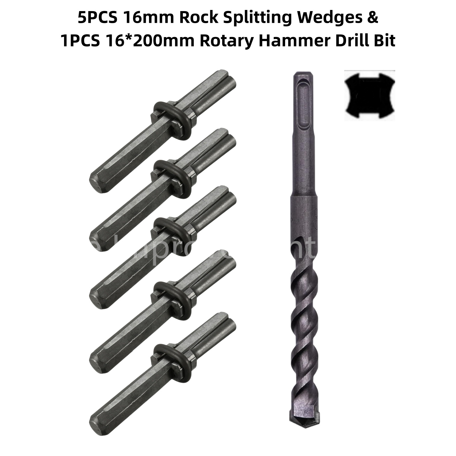 5+1PCS Rock Splitting Wedges and Rotary Hammer Drill Bit Wedge and Feather Shims Stone Splitter Tools for Granites Concretes: GOLD