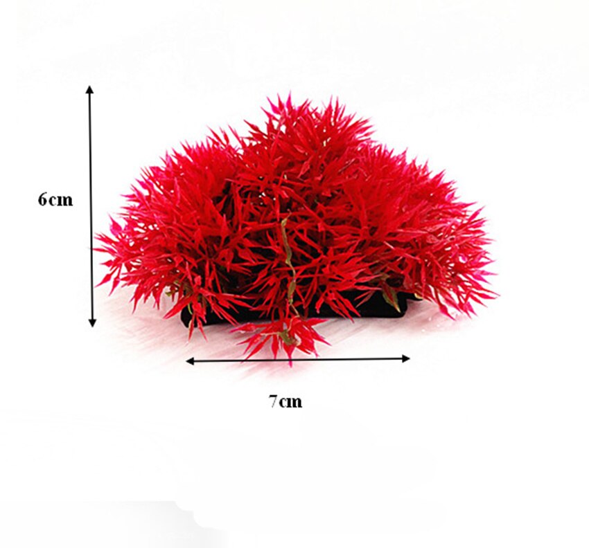 Fish tank landscaping simulation aquatic plants plastic short and wide plants simulation aquarium fish tank decoration ornaments: Red