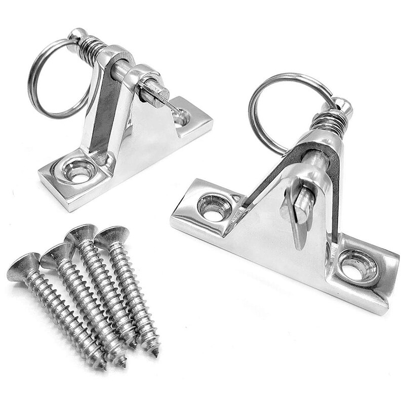 2 Pack Bimini Top 90°Deck Hinge with Removable Pin Marine Hinge Mount Bimini Top Fitting Hardware 316 Stainless Steel