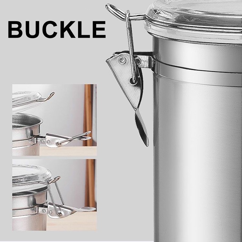 1.2/1.7L Coffee Canister With Scoop Airtight Coffee Container Stainless Steel Storage Canister Set For Coffee Beans Tea