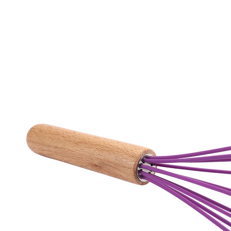 Silicone Egg Beater Whisk Wooden Handle Kitchen Hand Egg Beater Gadgets Kitchen Tools Baking Accessories