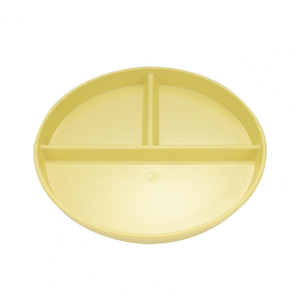 Plat de service léger à bord lisse, plat de stockage des aliments de , plat de service rond divisé en trois grilles pour la maison: YELLOW