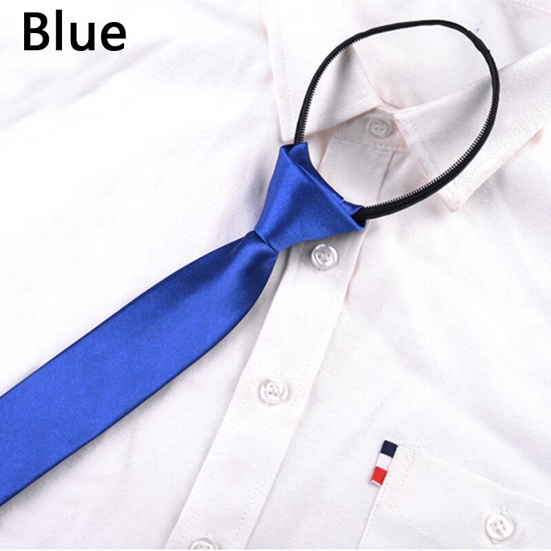 Luxury Women Men Necktie For Wedding Party Business Formal Suits Convenient Pre-tied Zipper Ties Narrow Necktie: Blue
