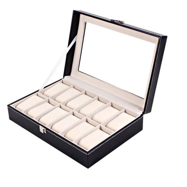 Watch Display Box - Luxury PU Leather Organizer - 2 to 12 Grids - Jewelry Storage Case: 12 grids