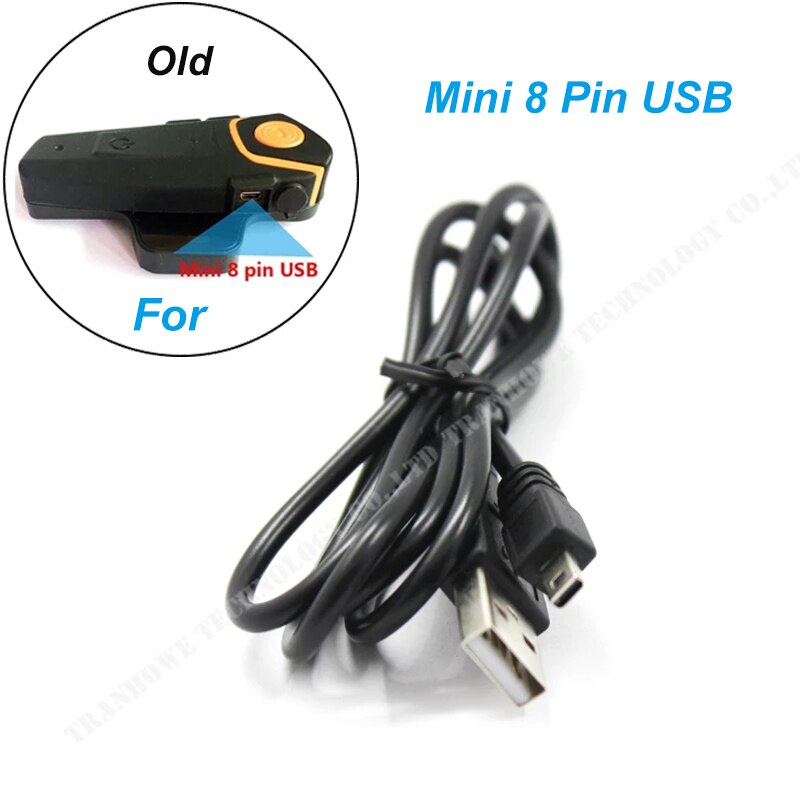 Accesorios para casco de motocicleta, Cable de carga USB para BT-S3, BT-S2, intercomunicador Bluetooth, auriculares para casco de motocicleta: Old 8 Pin Mini USB