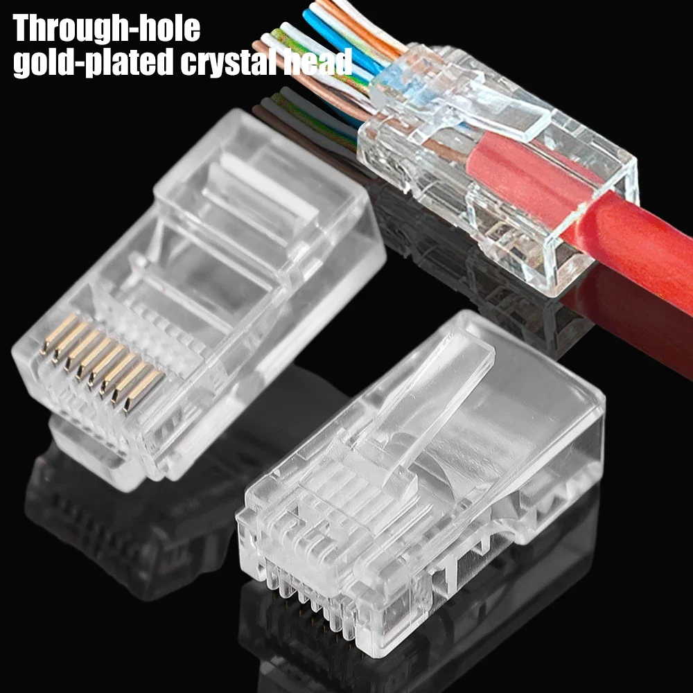 50/1Pcs CAT6 RJ45 Ends Ethernet Cable Crimp Pass Through Connectors CAT5E UTP Network Unshielded Modular Plug for PC Computer