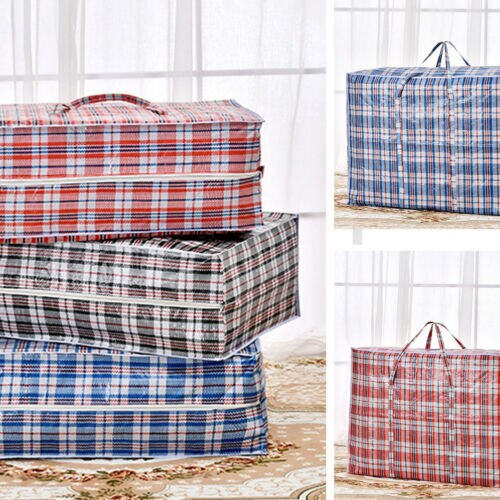 Reusable Plastic Jumbo Laundry Zipped Large Strong Shopping Home Storage Bag Large Capacity Of Bags Storage Bags Travel Bags