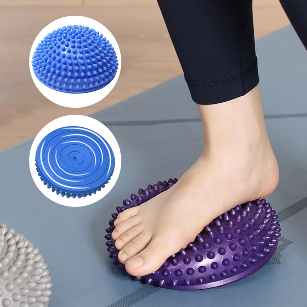 Nyoppustelige halvkugle yogabolde pvc massage fitball øvelser træner balancebold gymnastik pilates sport sundhed fitness