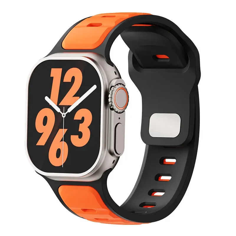 Silicone Strap for Apple watch ultra2 band 49mm Series 10 46mm correa Sport bracelet iwatch 9 8 7 6 5 SE 42-45mm 44mm: GREEN BLUE
