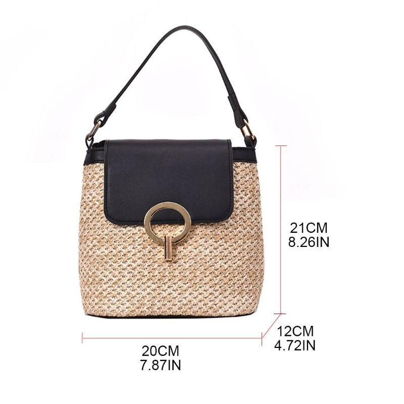 Frauen Damen Crossbody Stroh Eimer Schulter Tasche Tote Geldbörse Handtasche Messenger Satchel