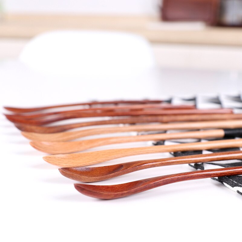 Natural Wooden Spoon With Long Thin Handle Stirring Rod Mixing Spoons Dessert Coffee Tea Honey Supplies Kitchen Tools Tableware