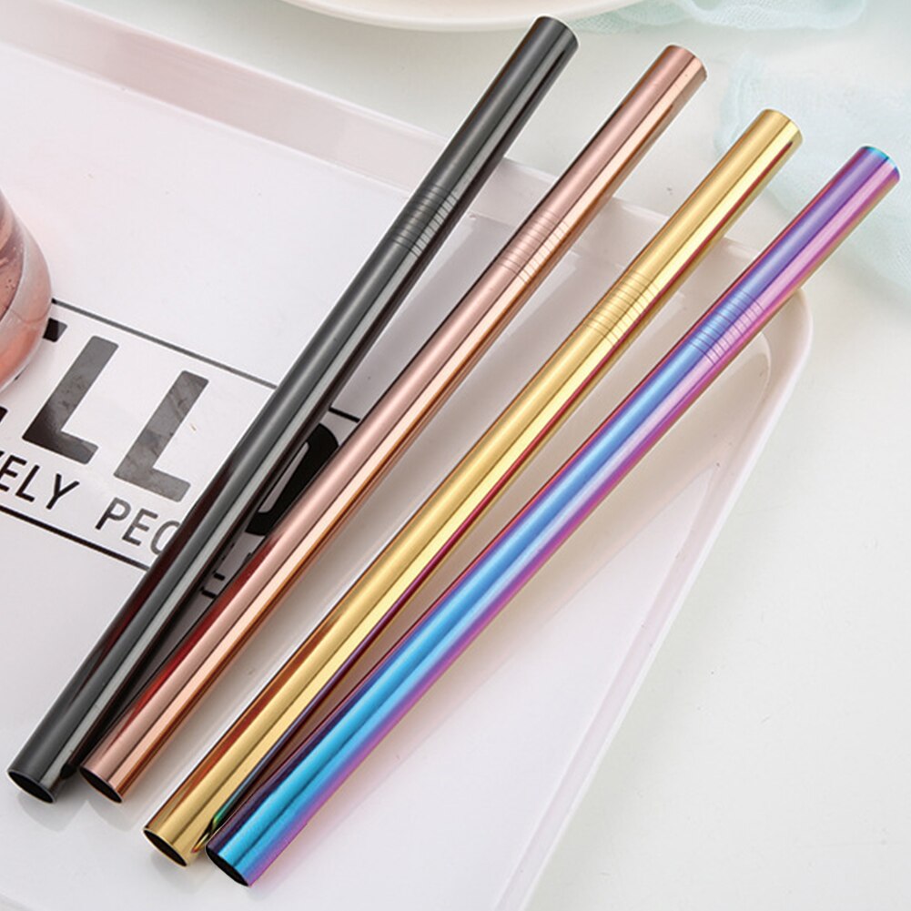 Metal Straight Drinking Straw Eco-Friendly Stainless Steel Straw Large Pearl Milk Tea Juice Straight Drink