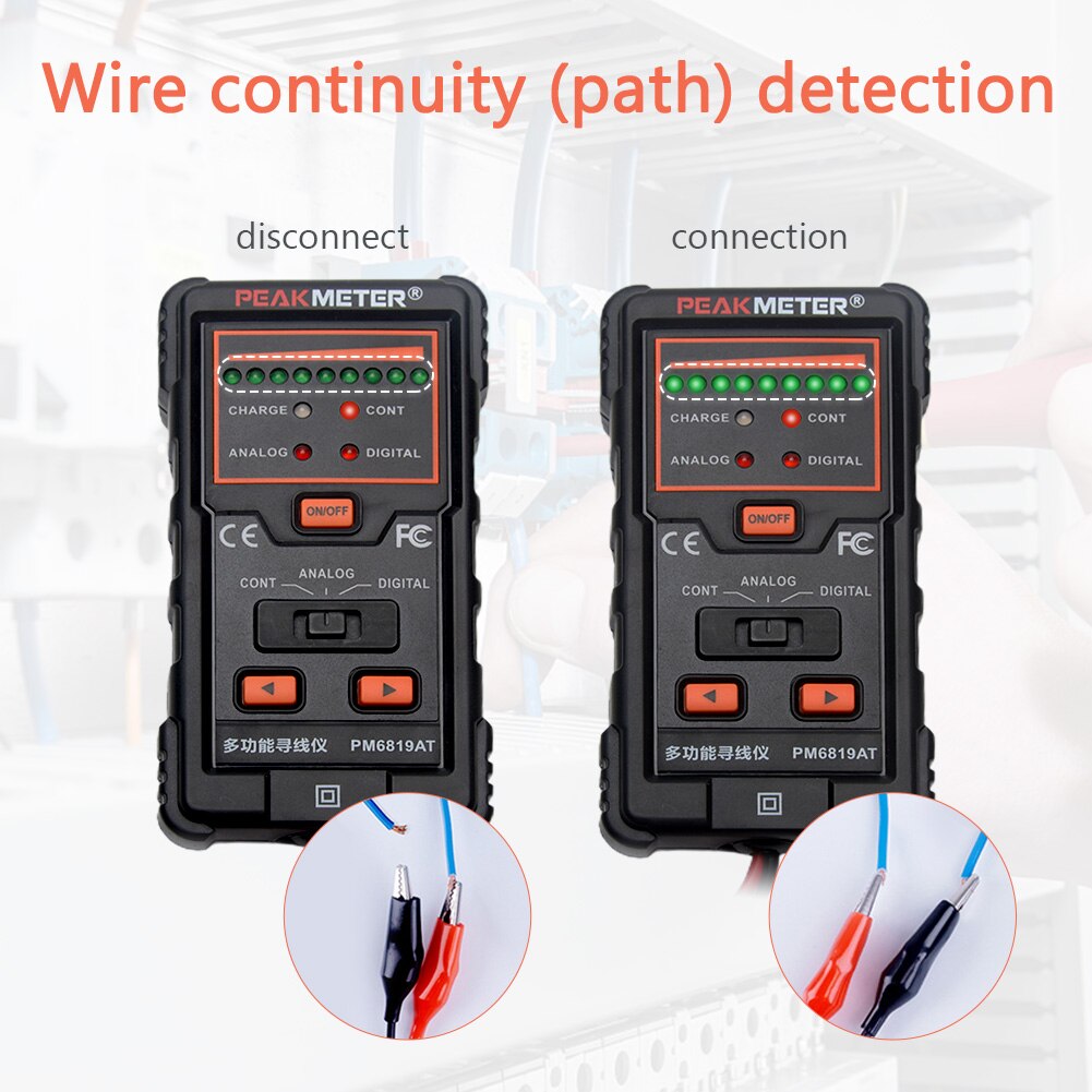PM6819A Universal Cable Tracker Handheld ABS Multifunctional Dual Mode Anti Interference Electric Line Wire Finder