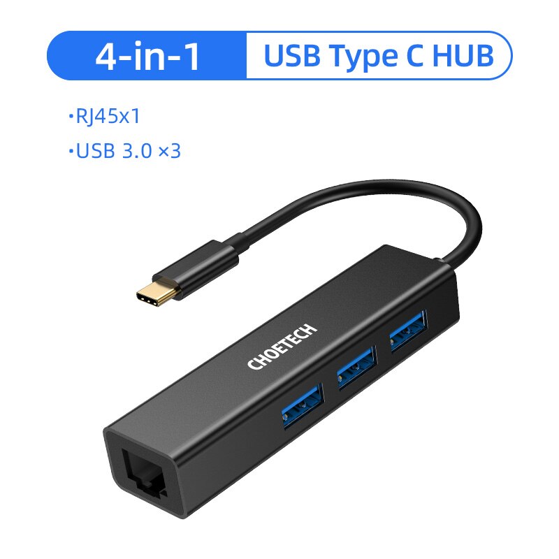 CHOETECH USB HUB C HUB to Multi USB 3.0 HDMI RJ45 Adapter SD Reader for MacBook Pro USB-C Type C 3.0 Splitter 2 Port USB C HUB: 4 in 1 USB C Hub