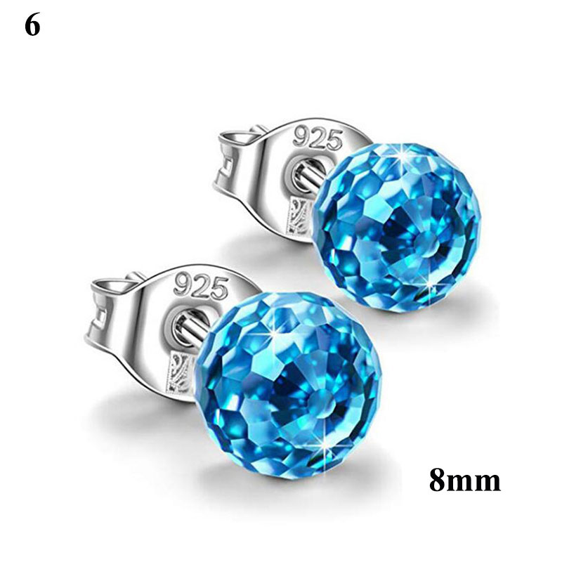 6/8mm kleurrijke oorbellen met strass-steentjes, veelkleurige bolvormige oorknopjes, kristallen oorbellen, kristallen oorbelaccessoires voor dames