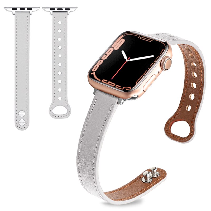 Echt Lederen Band Voor Apple Horlogeband 40Mm 44Mm 46Mm 42Mm Vrouw Horlogeband Voor Iwatch Serie 5 6 Se 7 10 45Mm 41Mm