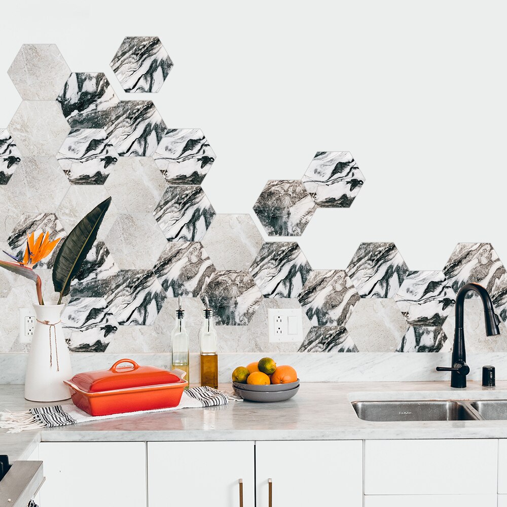 floor stickers floor stickers tile wall stickers self-adhesive kitchen floor non-slip decorative hexagonal stickers