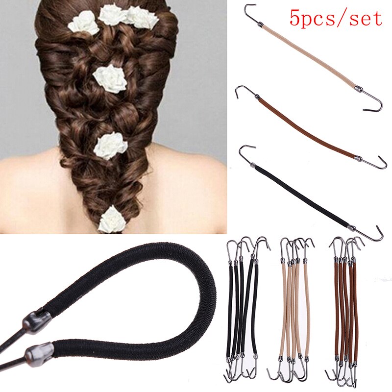 5 stücke Elastische Haken Pferdeschwanz Clips BöGen Mädchen Bands Gummi Mit Haken Halfter Bungee Dicken Haar Headwear Haar Zubehör