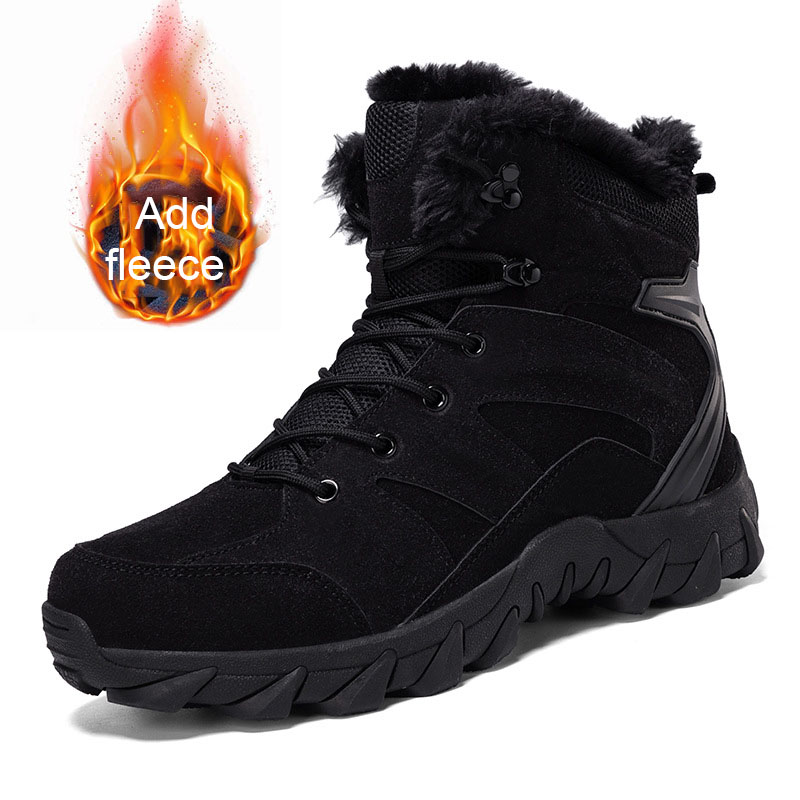 Botas de invierno cálidas para hombre y mujer, botines tácticos militares, zapatos de algodón para escalada al aire libre, zapatos clásicos para el desierto, botas de nieve: Negro / 41