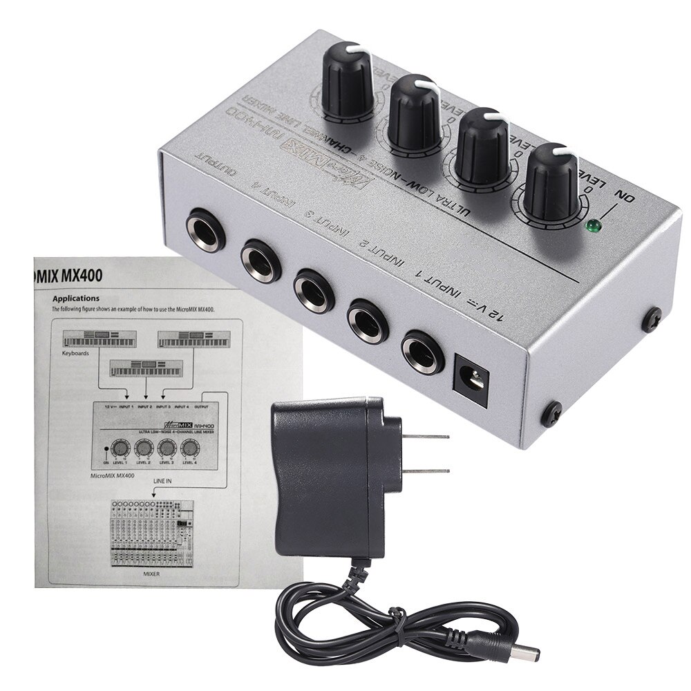 Muslady MX400 Ultra-compact Low Noise 4 Channels Line Mono Audio Mixer Accessories