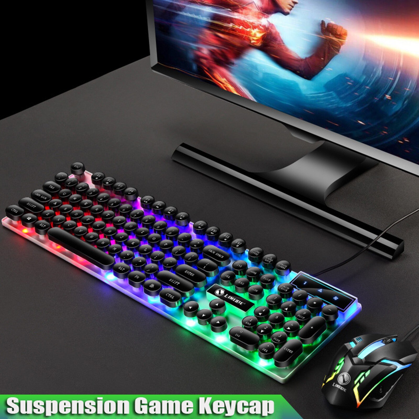 Gaming Toetsenbord Computer Muis Gamer Sets Retro Keycap Backlit Pc Toetsenbord Ergonomische Wired Muizen Gaming Muis Voor Laptop Pc Games
