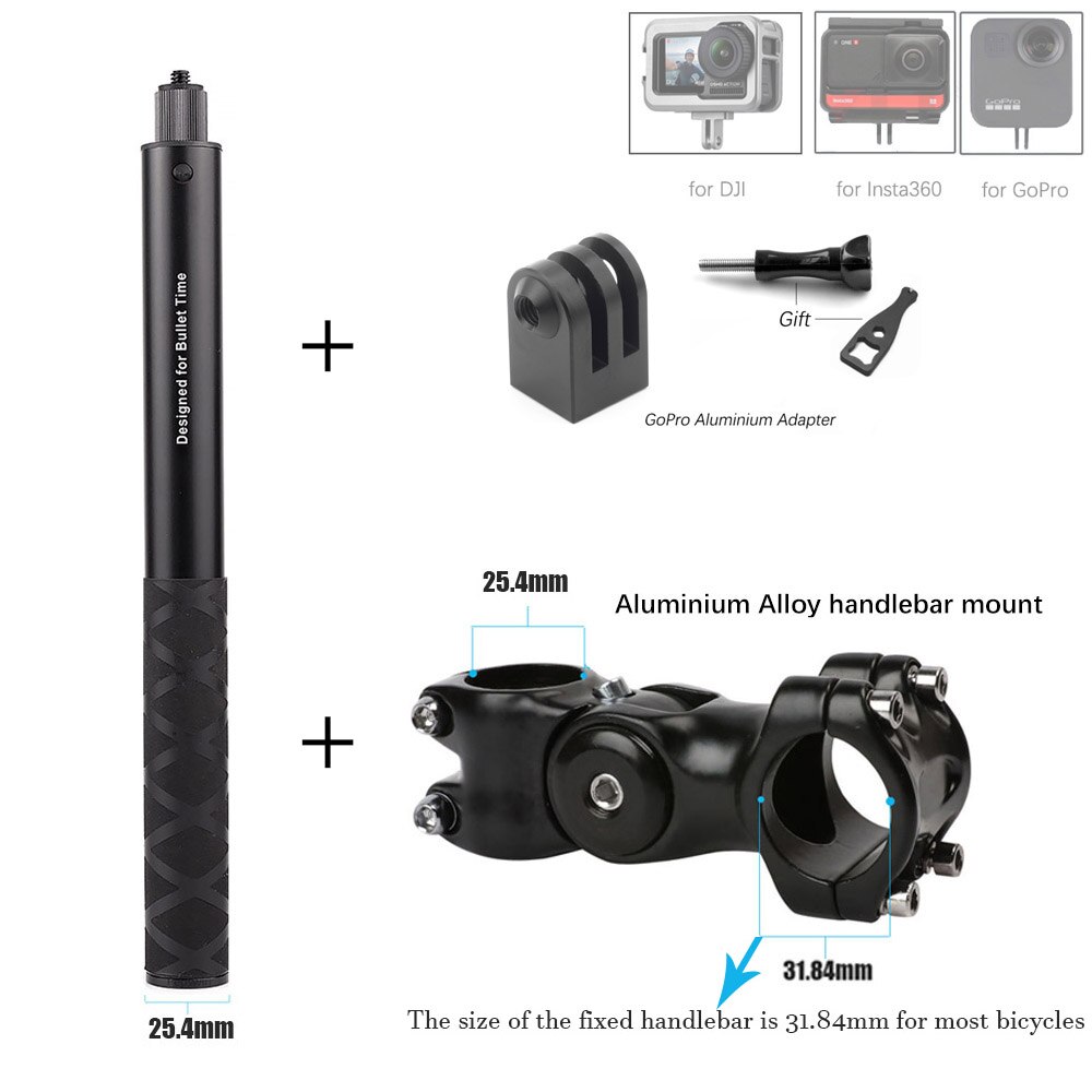 Motorcycle Camera Monopod Holder Handlebar Mount Bracket for GoPro &amp; Insta360 One X2 R bicycle Invisible Selfie Stick Accessory: Option 9